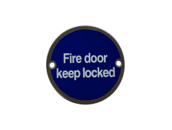 Fire Door Keep Locked sign 76mm - SSS