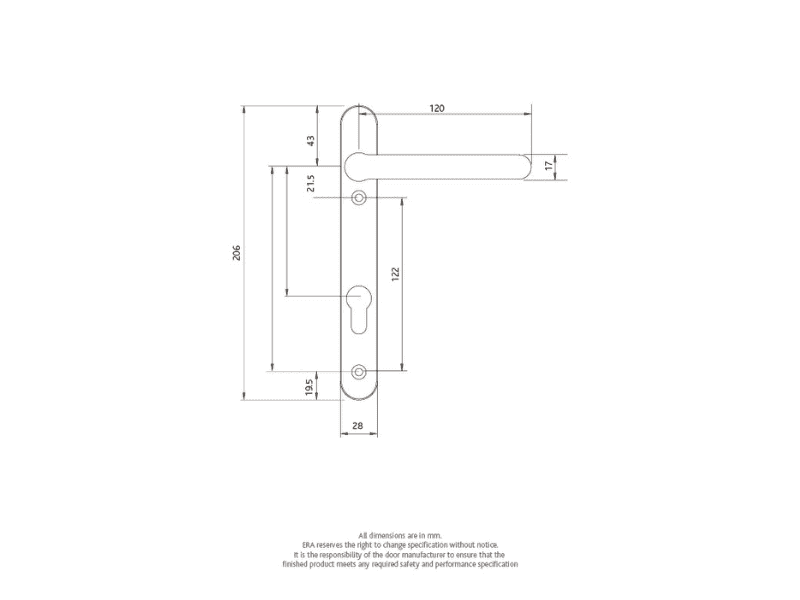 ERA - Fab & Fix Windsor Inline LeverLever Door Handles - diagram